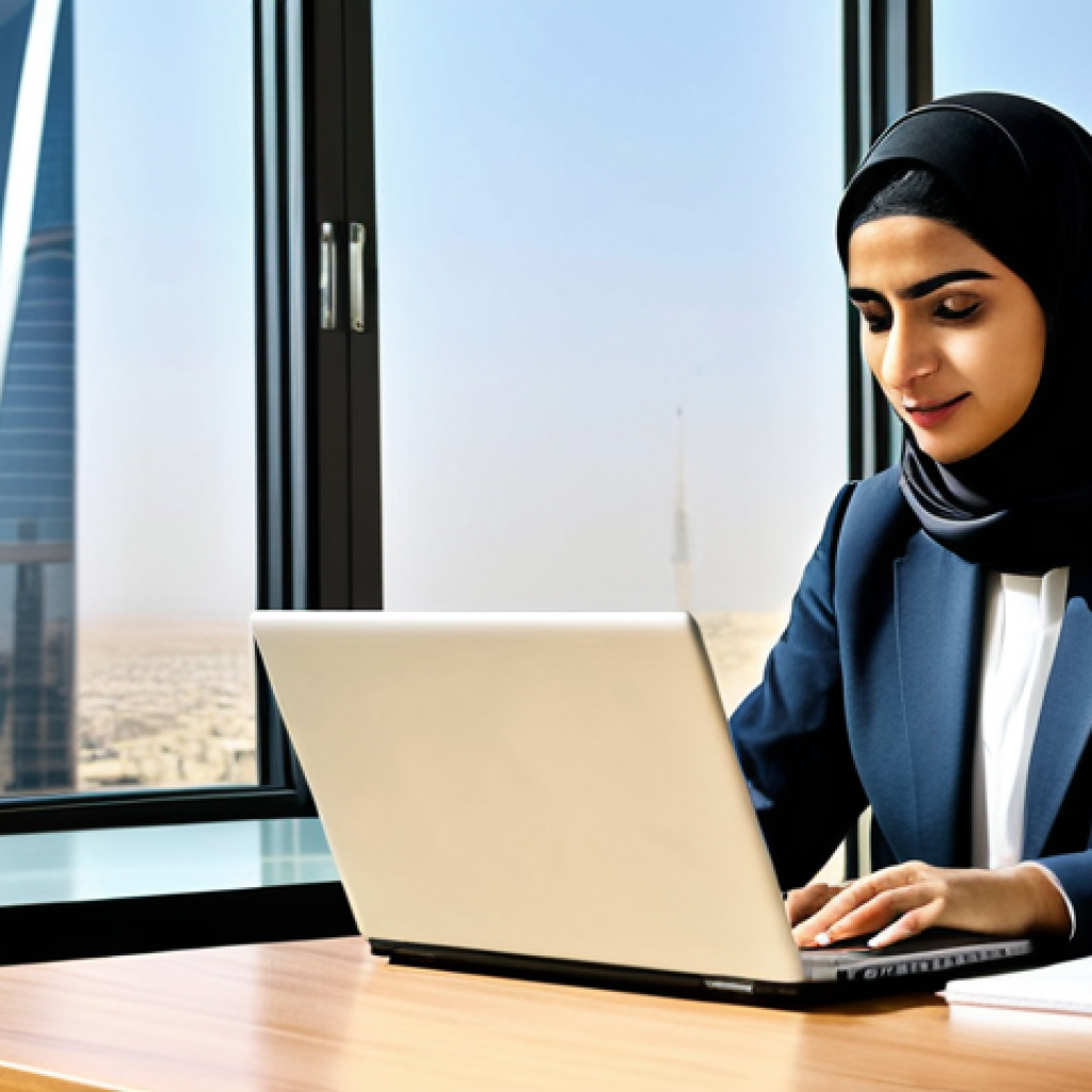 빈살만 왕세자의 개혁 정책 - Modern Saudi Businesswoman**

A professional Saudi businesswoman in a modest, tailored business suit...