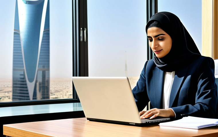 빈살만 왕세자의 개혁 정책 - Modern Saudi Businesswoman**

A professional Saudi businesswoman in a modest, tailored business suit...