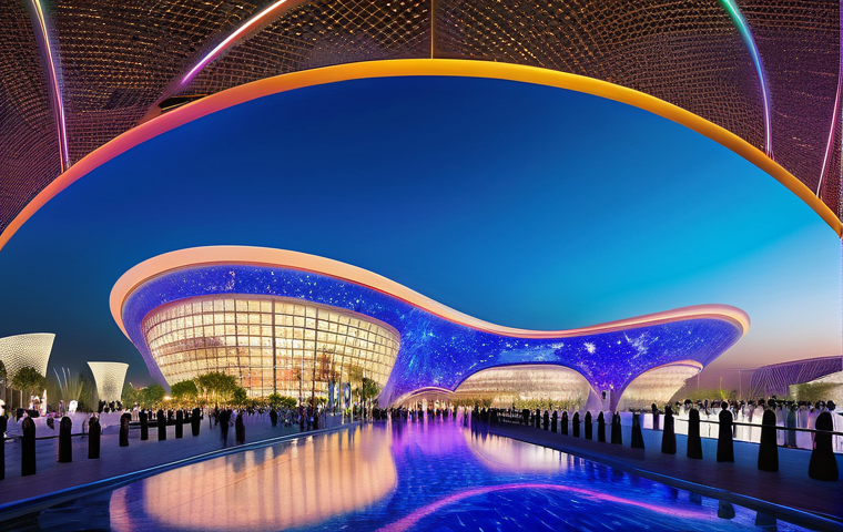 사우디아라비아의 주요 전시회와 박람회 - **Vibrant Futuristic Entertainment Hub in Saudi Arabia:**
    A wide-angle, highly detailed shot of ...