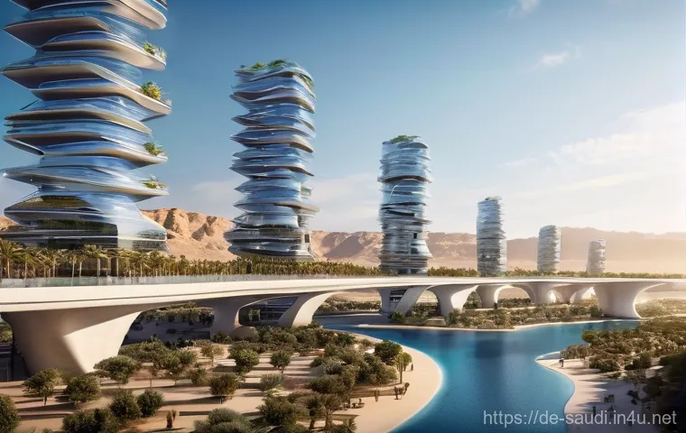 빈살만 왕세자의 비전 2030 계획 - **NEOM - The Line: Vertical Urban Future**
    A breathtaking wide shot of "The Line" in NEOM, Saudi...