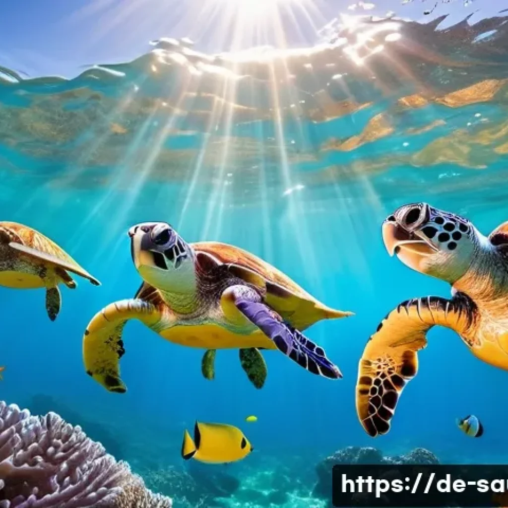 사우디아라비아 해양 생물 및 수족관 - **Prompt:** "A vibrant underwater scene in the Red Sea. A group of young children, wearing colorful ...